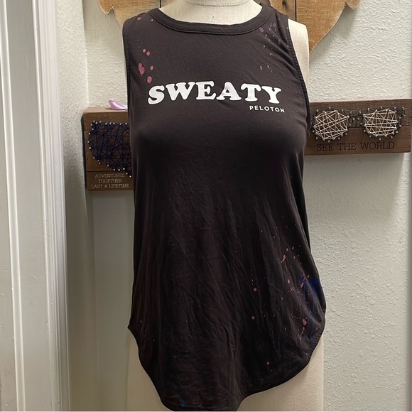 Peloton womens tank shirt chaser shirt paint bike summer gym athletic work out - Picture 3 of 7